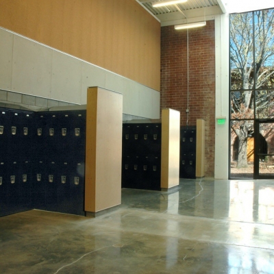 Columbus State University Corn Center for the Visual Arts lockers in hallway