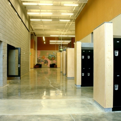 Columbus State University Corn Center for the Visual Arts hallway with lockers